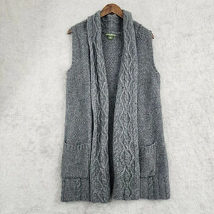 Eddie Bauer Women's Gray Wool & Nylon Sleeveless Cardigan Vest Size L 24CT